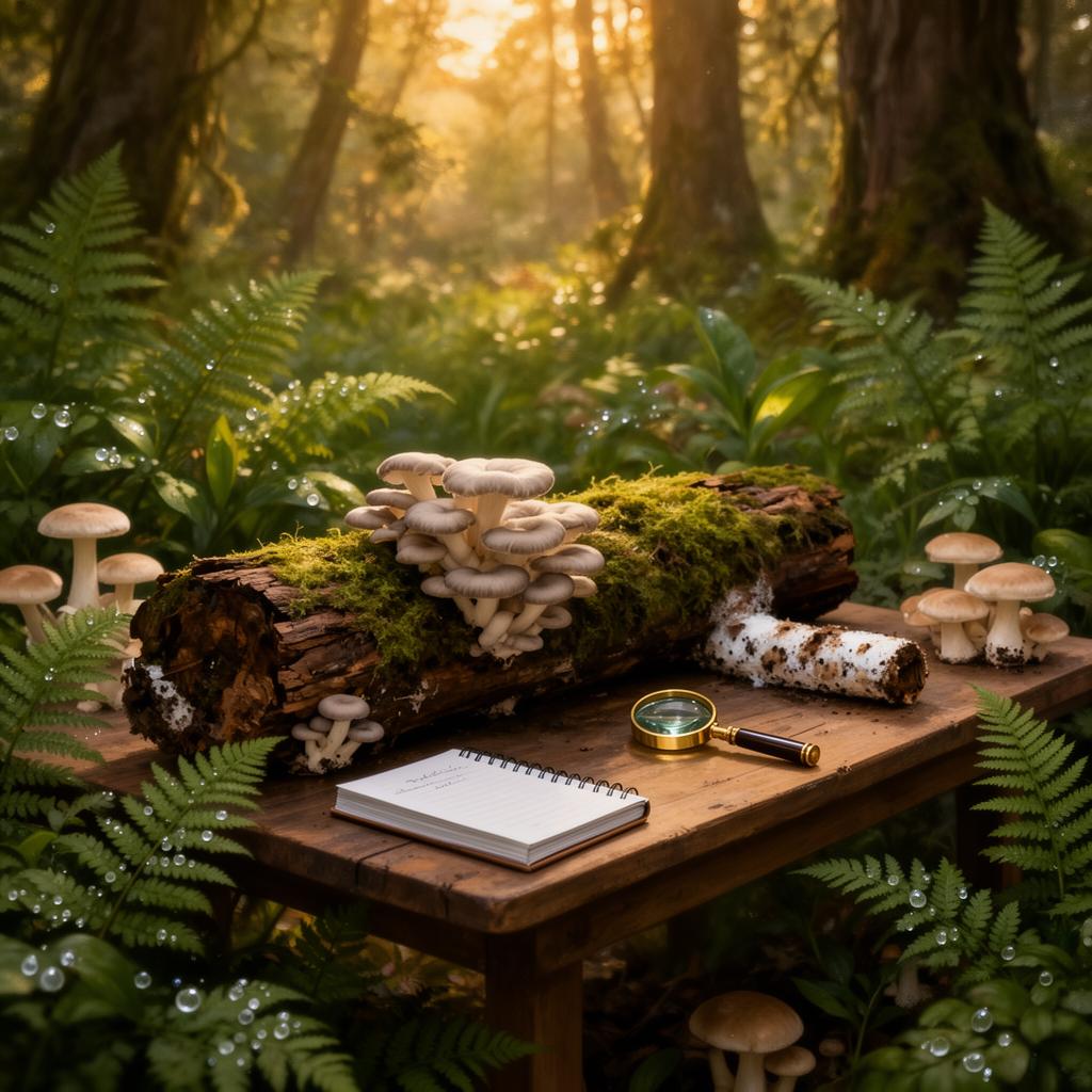 Hands teaching mycelium in a sunlit forest